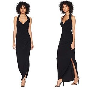 NWT Halter Sweetheart Side Drape Gown in Black XS